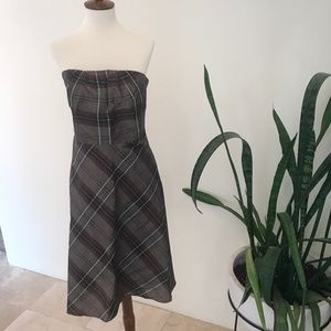 Banana Republic Brown Plaid Halter Dress